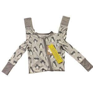 NWT Angel Dear Bamboo Penguin Two Way Zipper Convertible Romper Size 18-24 Month